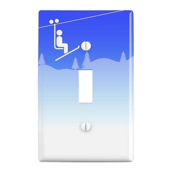 Skiing Ski Lift Symbol in Snow Plastic Wall Decor Toggle Light Switch Plate Cover
