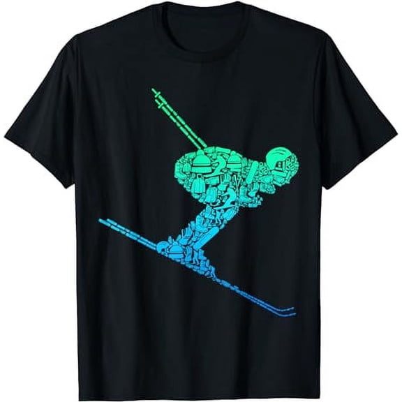 Skiing Ski Skier Men Kids Boys T-Shirt
