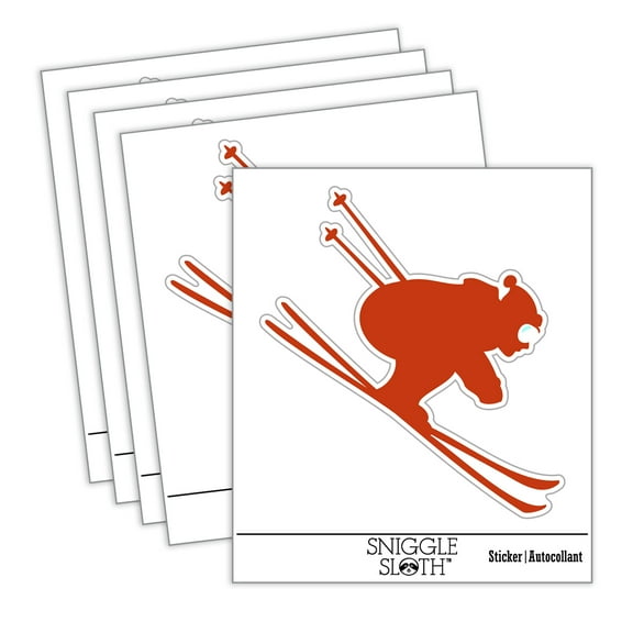 Skiing Ski Tuck Bully Bullet Stance Downhill Car Window Bumper Water Bottle Phone Tablet Laptop Waterproof Vinyl Decal Sticker Set 5-Pack - Gloss Finish - 3.0"