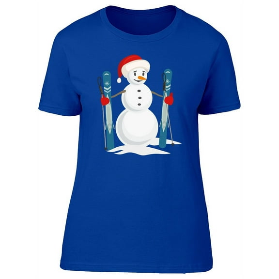 Skiing Snowman T-Shirt Women -Image by Shutterstock, Female Small