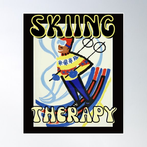 Skiing Therapy Poster Wall Art, Modern Wall Decor, 8x12 UNFRAMED