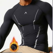 Skiing Thermal Underwear for Mens Tops Quick Dry Workout Baselayers Shirts Long Sleeve Snow Wear Cold Weather Black, M