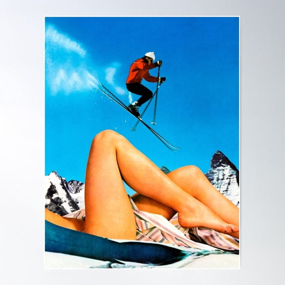 Skiing Time Poster Wall Art, Modern Wall Decor For Living Room Bedroom, 8x12 UNFRAMED