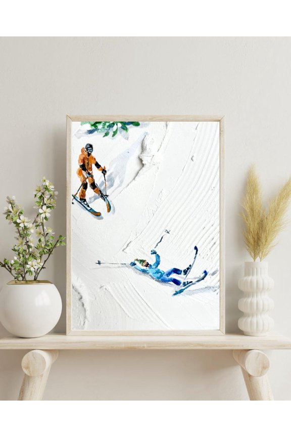 Skiing Werner Bronkhorst Modern Poster Unframed Paper Print
