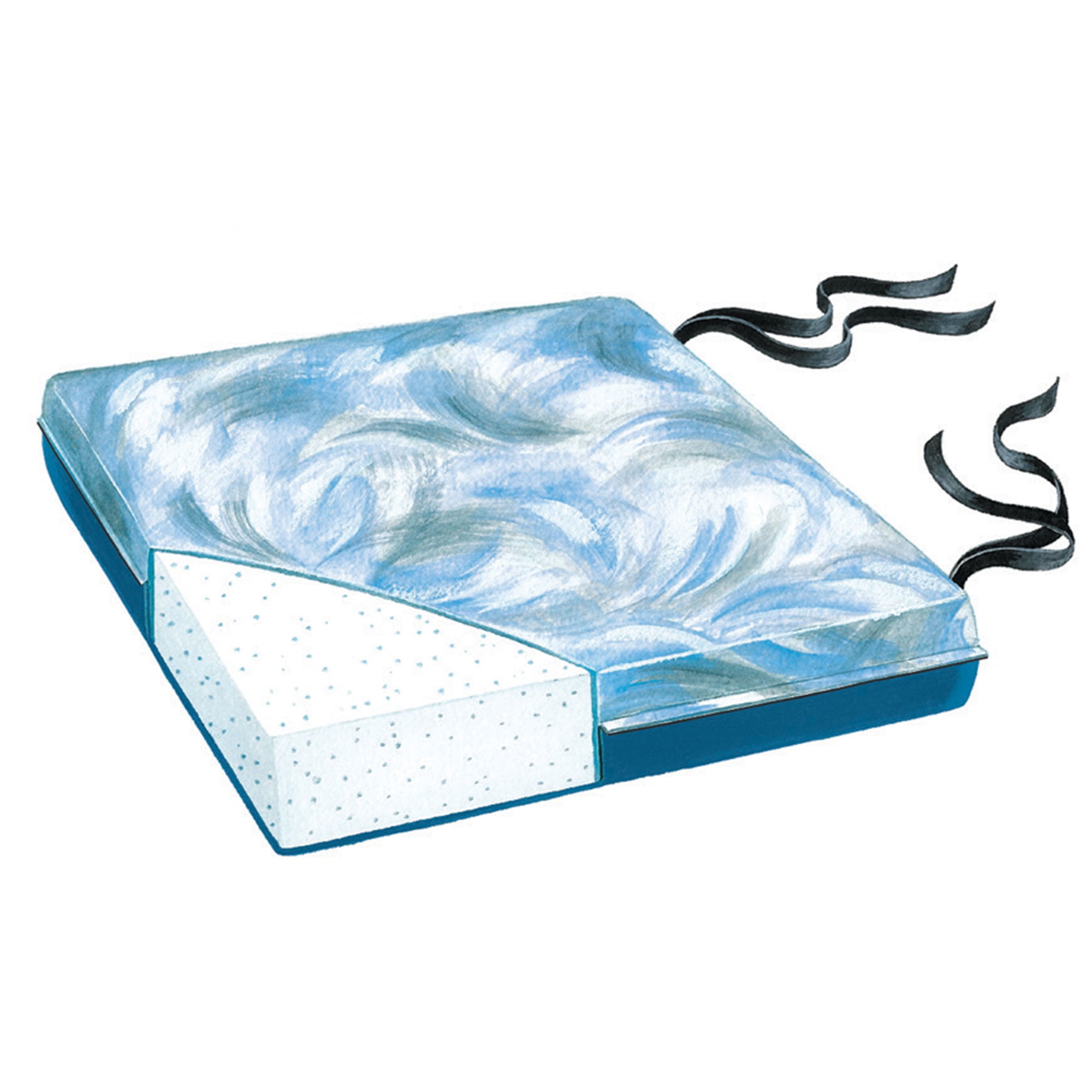 SkilCare 707052 6 Inch Comfort Foam Wheelchair Cushion w/ Ties, Black