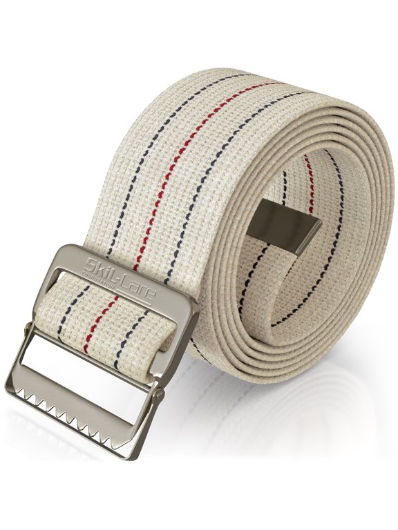 Cotton Gait Belt, Pinstripe, Metal Buckle, 72"L and 2" Wide, Durable Transfer and Physical Therapy Belt, 252074
