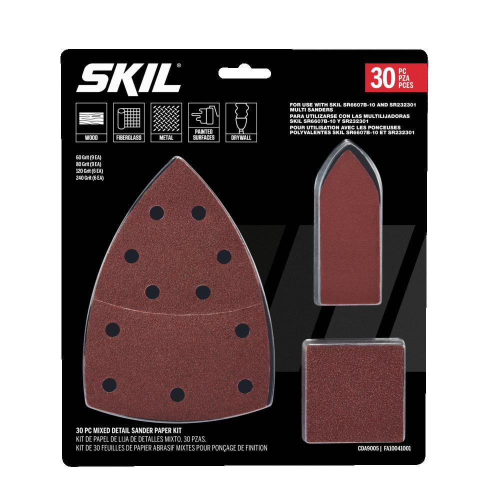 SKIL 30Pc Mixed Detail Sand Paper Kit for Wood, Metal & Disc Sanding