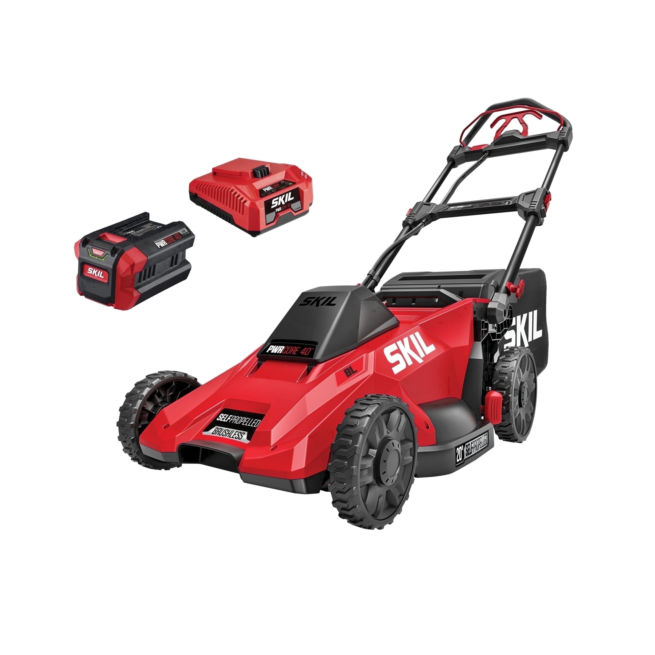 SKIL PWR 40V 20-Inch Self-Propelled Lawn Mower with 6.0Ah Battery and Charger