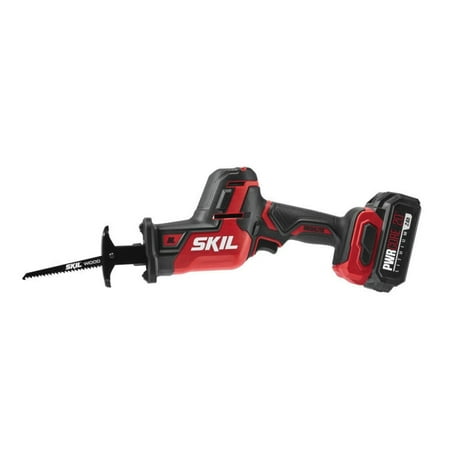 Skil - PWR CORE 20 Brushless 20V Compact Reciprocating Saw with Battery and Auto PWR JUMP Charger - Black/Red