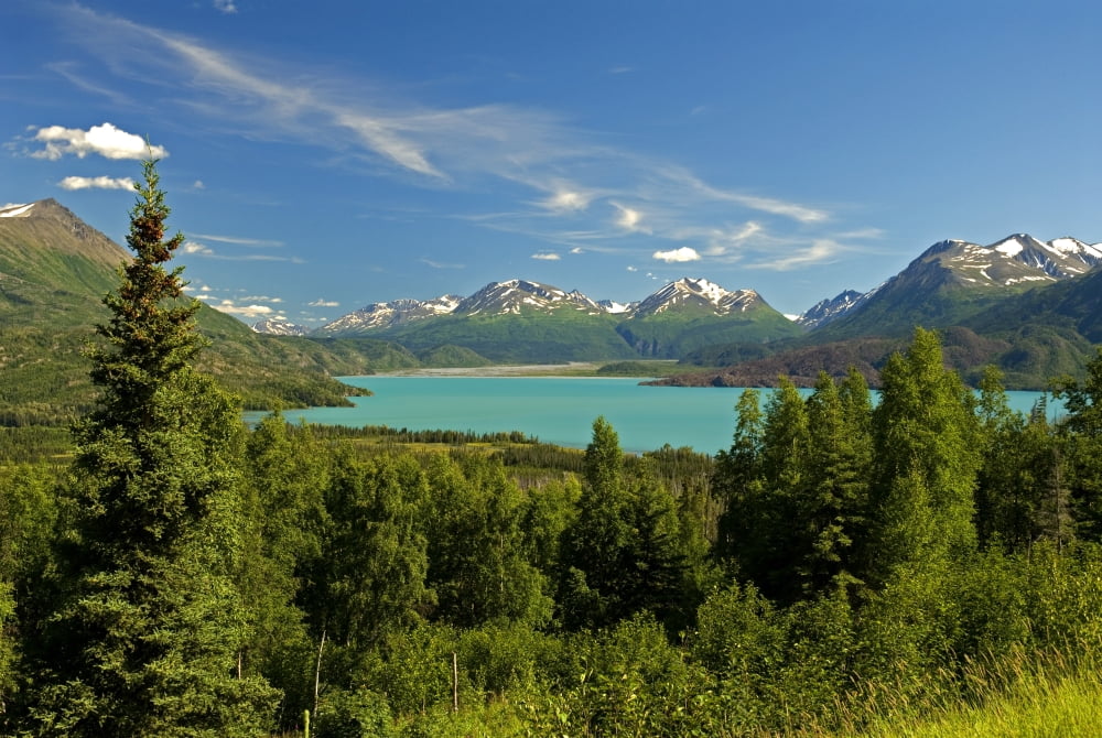 Skilak Lake In The Kenai National Wildlife Refuge With The Kenai Mountains In The Background Of Southcentral Alaska Canvas Art - Bill Scott Design Pics (34 x 22)
