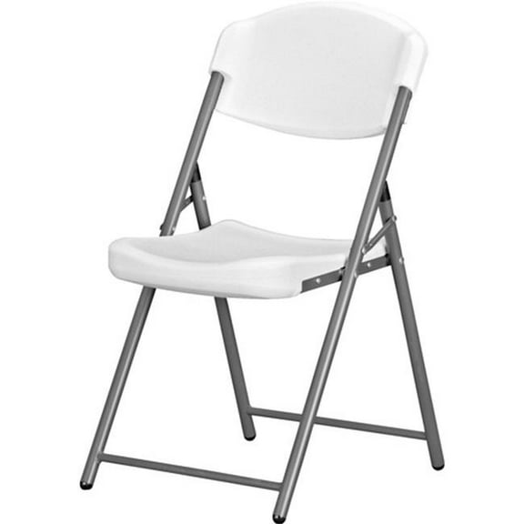 Skilcraft NSN5766180 Folding Chairs - High-density Polyethylene HDPE Seat - Metal Frame, Platinum - Pack of 4