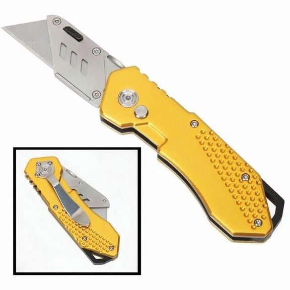 Skilcraft NSN7194843 General Purpose Folding Utility Knife with Metal Handle, Yellow - 6.75 in.