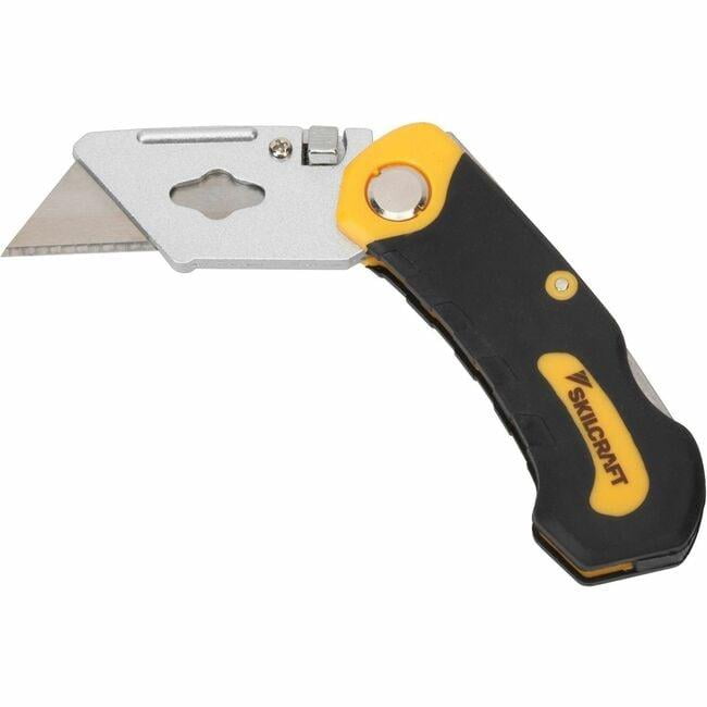 Skilcraft NSN7194844 General Purpose Folding Utility Knife with Nylon Handle, Yellow & Black - 6.13 in.