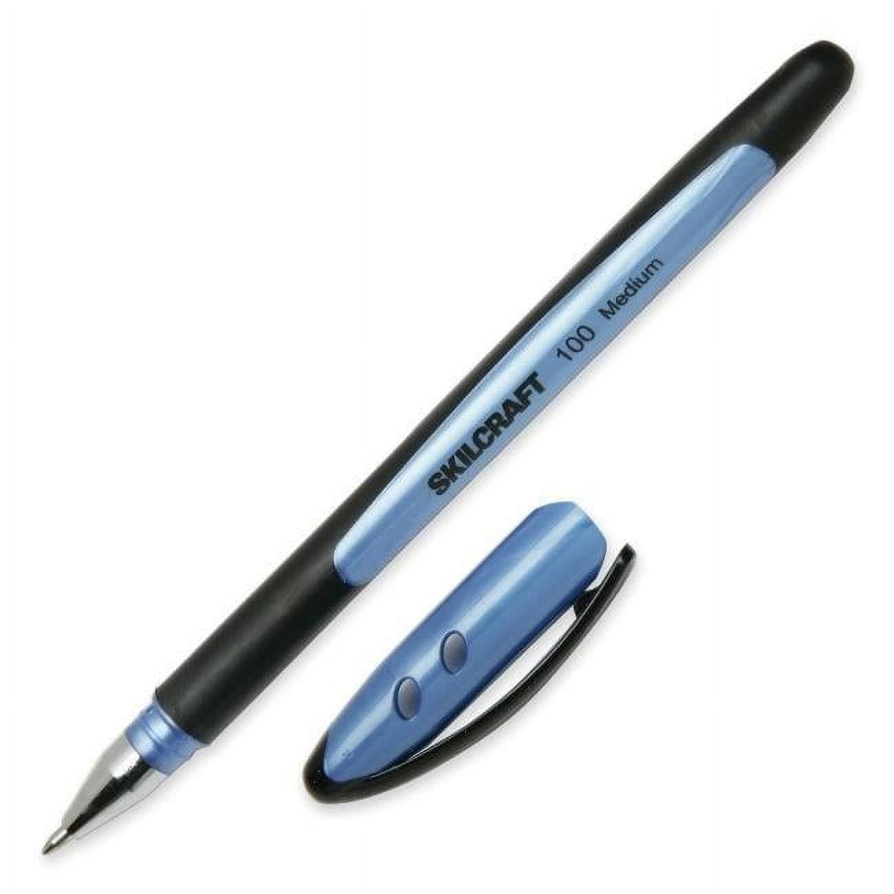 Skilcraft NSN4220313 0.7 mm Medium Point Ballpoint Stick Pen, Rubber Grip - Blue