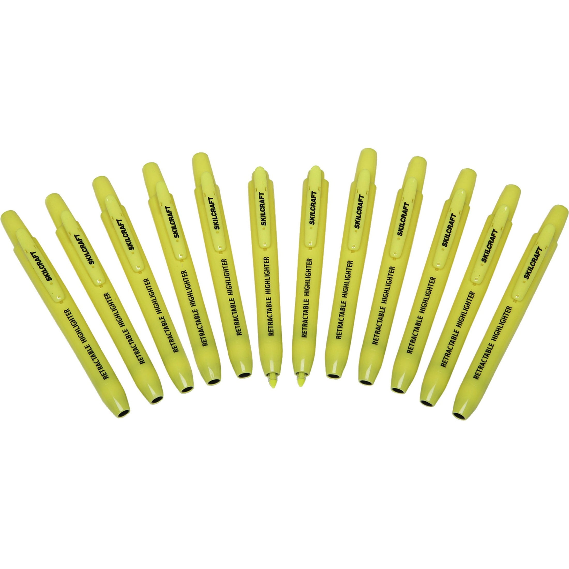 Skilcraft NSN5548210 Retractable Chisel Tip Highlighter - Yellow