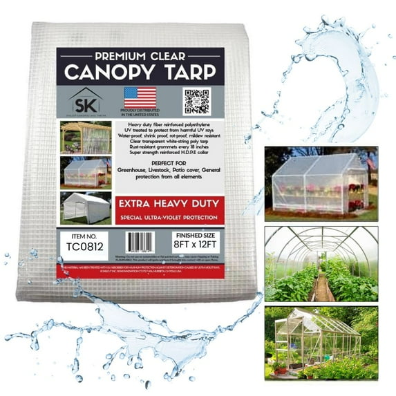 Skilcut 8'x12' Clear UV Resistant Extra Heavy Duty 16 Mil Poly Tarp