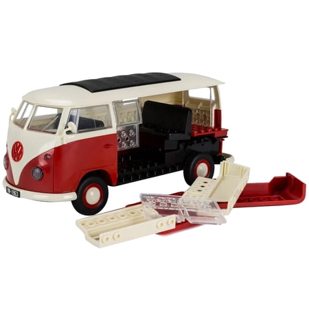 Skill 1 Model Kit Volkswagen Camper Van Red Snap Together Model by Airfix Quickbuild