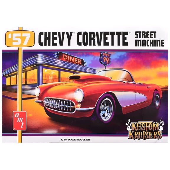 Skill 2 1957 Chevrolet Corvette Street Machine "Kustom Kruisers" Series 1/25 Plastic Model Kit by AMT