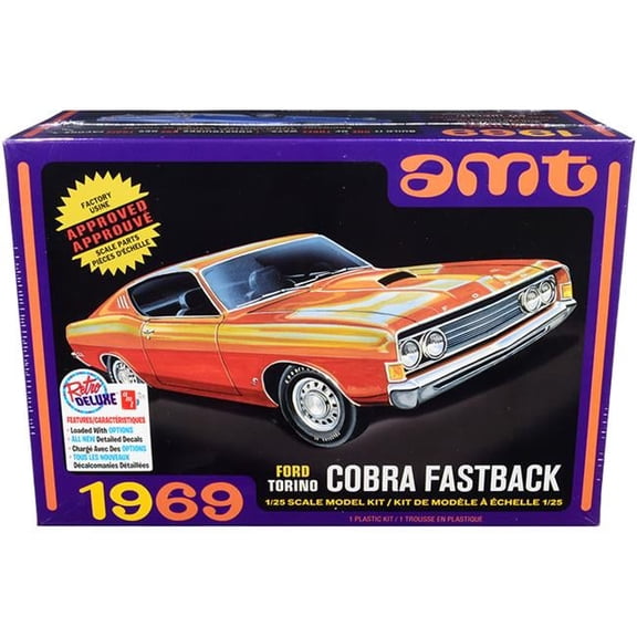 Skill 2 1969 Ford Torino Cobra Fastback 3-in-1 Kit 1 by 25 Scale Model Kit