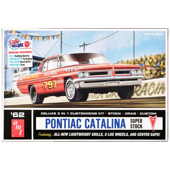 Skill 2 Model Kit 1962 Pontiac Catalina Super Stock 3-in-1 1/25 Scale by AMT