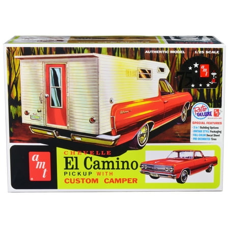 Skill 2 Model Kit 1965 Chevrolet El Camino with Camper 3-in-1 Kit 1/25 Scale Model by AMT