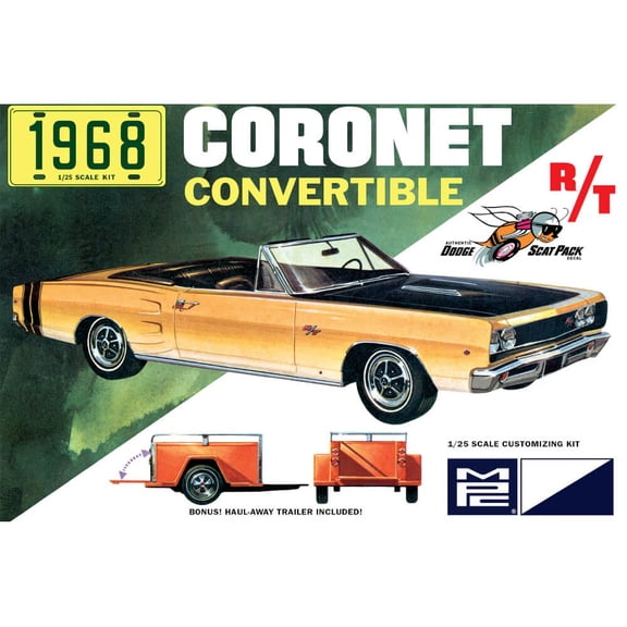 Skill 2 Model Kit 1968 Dodge Coronet Covertible w/ Trailer