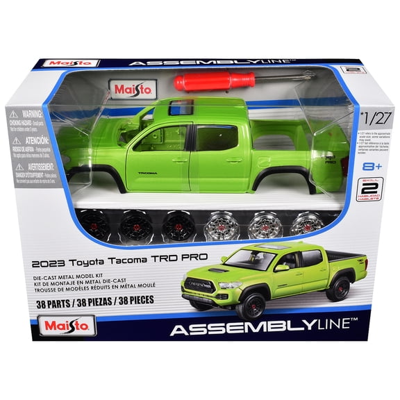 Skill 2 Model Kit 2023 Toyota Tacoma TRD PRO Pickup Truck Light Green Metallic "Assembly Line" Series 1/27 Scale Model by Maisto