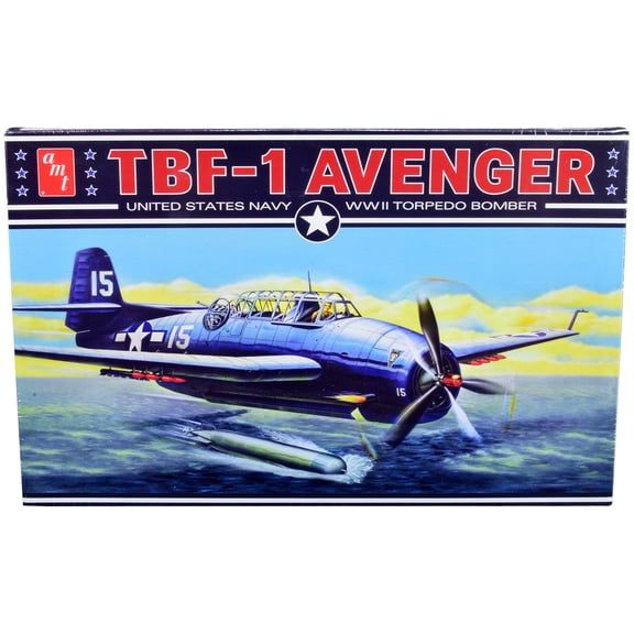 Skill 2 Model Kit Grumman TBF-1 Avenger Torpedo Bomber "United States Navy - WWII" 1/48 Scale Model by AMT