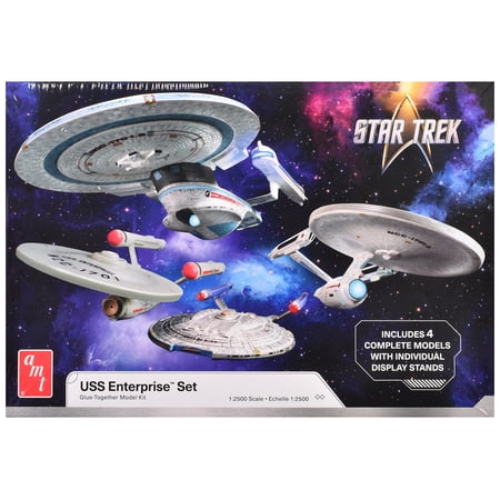 Skill 2 Model Kit U.S.S. Enterprise Four Ship Set "Star Trek" 1/2500 Scale Model by AMT