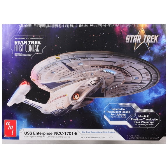 Skill 2 U.S.S. Enterprise NCC-1701-E Space Ship "Star Trek: First Contact" (1996) Movie 1/1400 Scale Plastic Model Kit by AMT