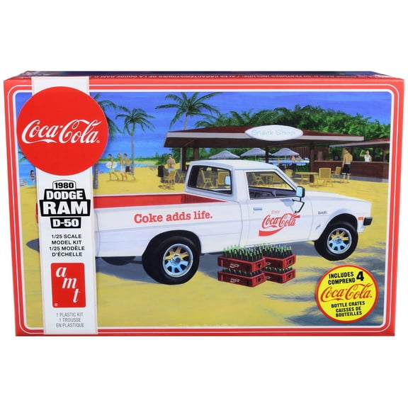 Skill 3 Model Kit 1980 Dodge Ram D-50 Pickup Truck "Coca-Cola" Four Bottle Crates 1/25 Scale by AMT