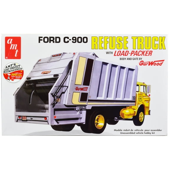 Skill 3 Model Kit Ford C-900 GarWood Refuse Garbage Truck with Load-Packer 1/25 Scale Model by AMT