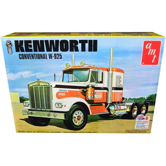 Skill 3 Model Kit Kenworth Conventional W-925 Tractor 1/25 Scale Model by AMT
