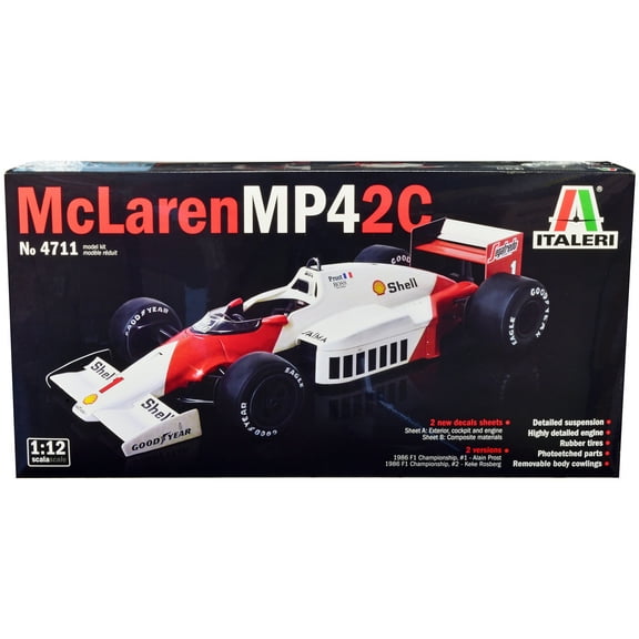 Skill 5 Model Kit McLaren MP4 2C "Formula One F1 World Championship" (1986) 1/12 Scale Model by Italeri