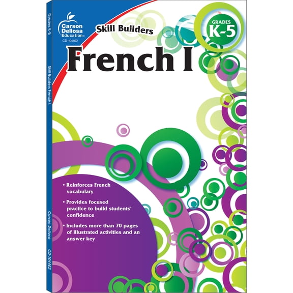 Carson Dellosa Skill Builders French I Workbook (80 pages) Grade K-5