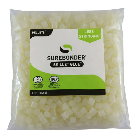 Surebonder B-2001 Less Stringing Skillet Glue Cube Pellets for Crafts and Floral Projects, 1 lb Bag, Use in Surebonder Glue Skillets, Cream Color