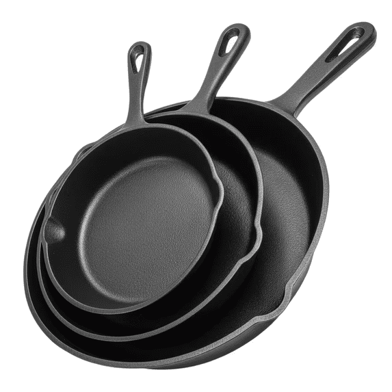 Skillet Set - Pre-Seasoned 3-Piece Cast Iron Cookware Set 6.5, 8, 10.5 Inches by Old Mountain for Versatile Cooking