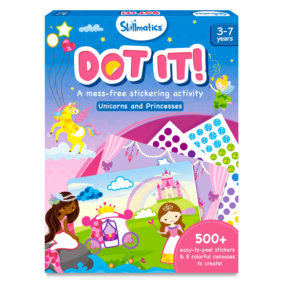 Skillmatics Colored Dot Stickers DIY Art Activity, Unicorns & Princesses, Mess-Free Fun, for Kids Ages 3-7