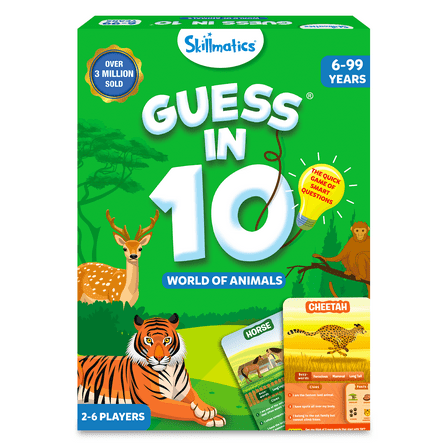 Skillmatics Family Card Games, Guess in 10 World of Animals Card Game, Gifts for Kids and Adults