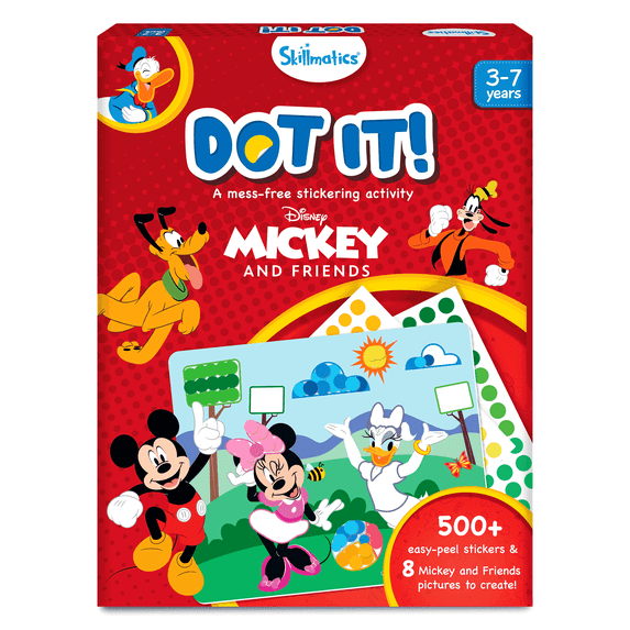 Skillmatics Colored Dot Sticker Art Activity, Disney Mickey and Friends, Mess-Free Fun, Gifts for Kids Ages 3-7