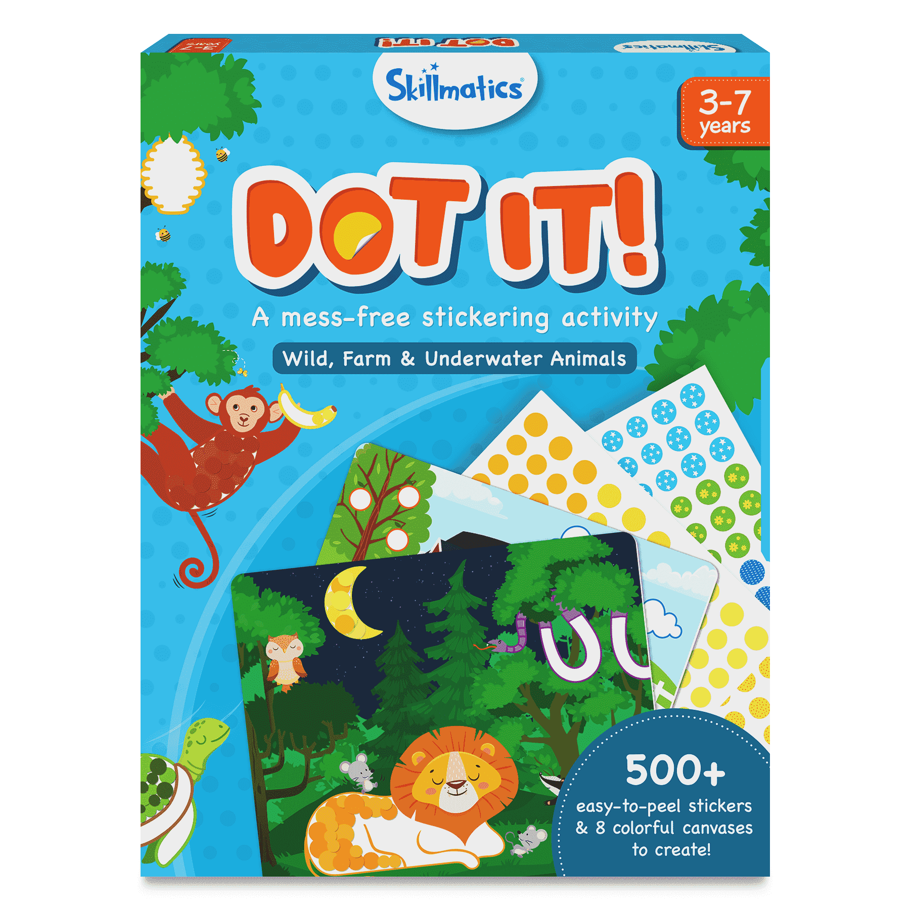 Skillmatics Dot It Sticker Art - Animals, Mess-Free Fun for Kids, 500+ Stickers, Craft Kits, DIY Scrapbooking Activity, Travel Toys, Gifts for Boys & Girls Ages 3, 4, 5, 6, 7