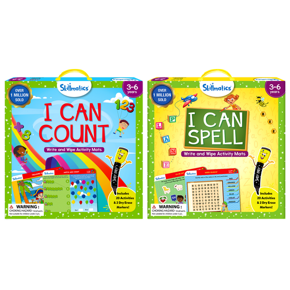 Skillmatics Educational Game - I Can Count, and I Can Spell Bundle  for Kids Ages 3-6