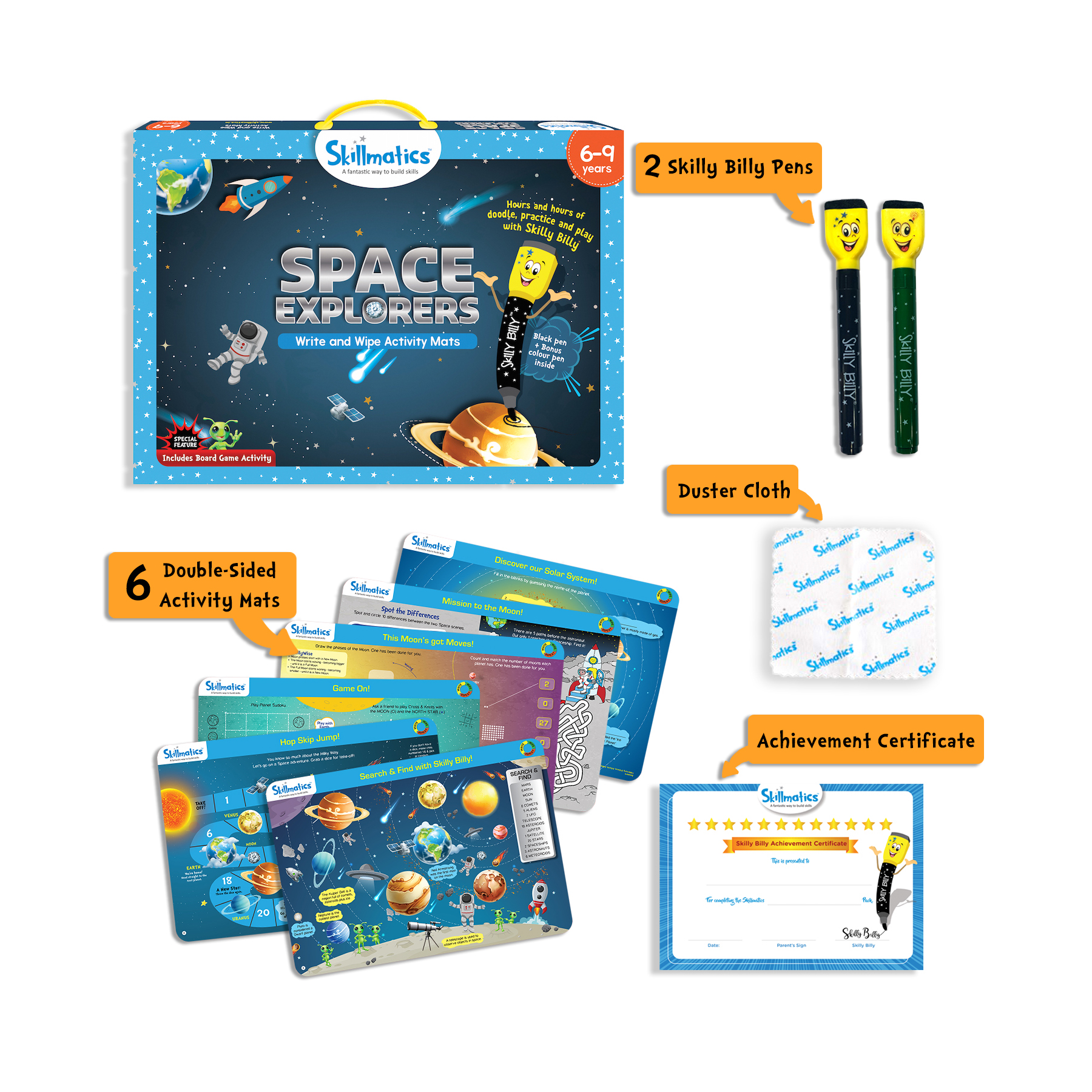 Skillmatics Educational Game: Space Explorers Write & Wipe Activity ...