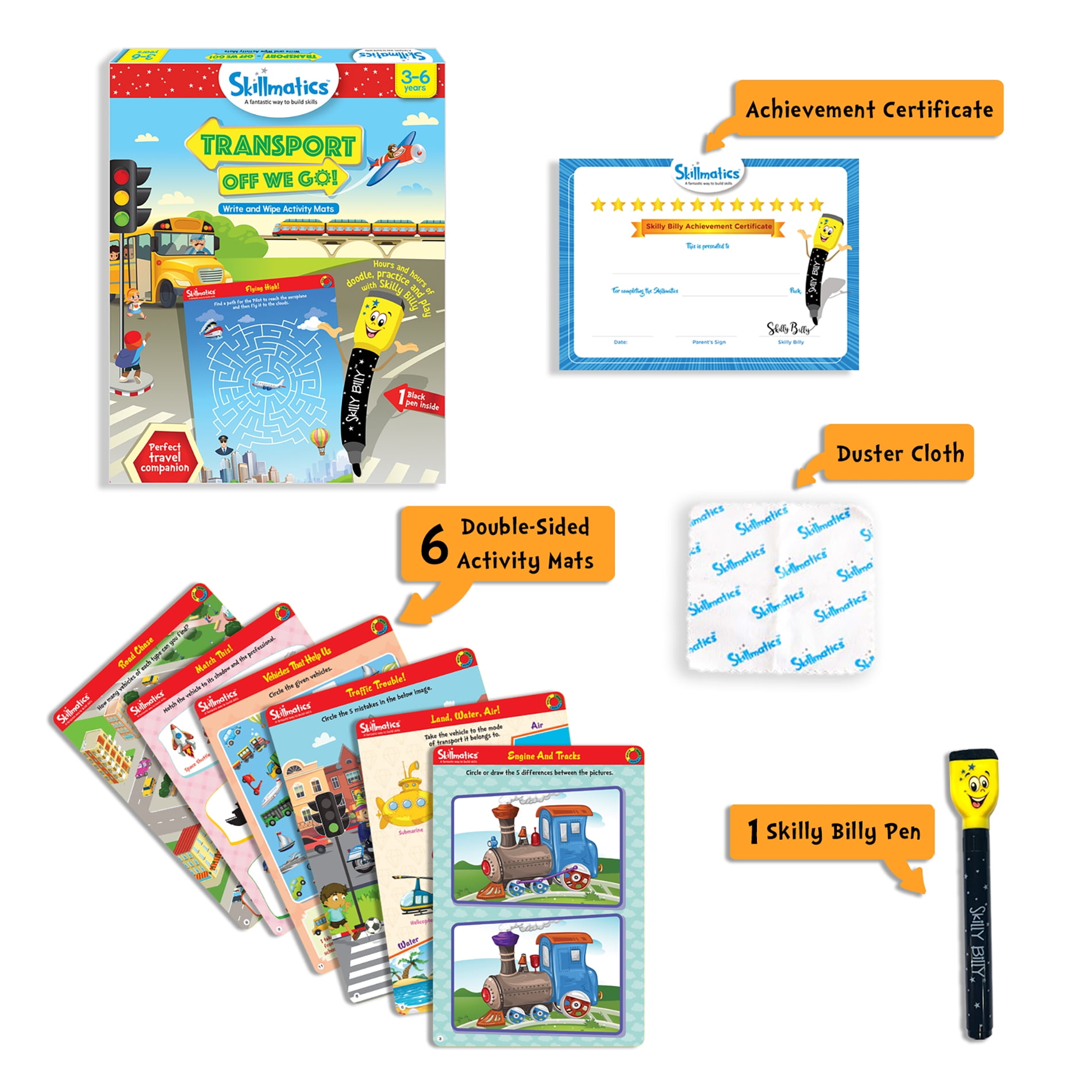 Skillmatics Educational Game: Transport Off We Go Write & Wipe Activity ...