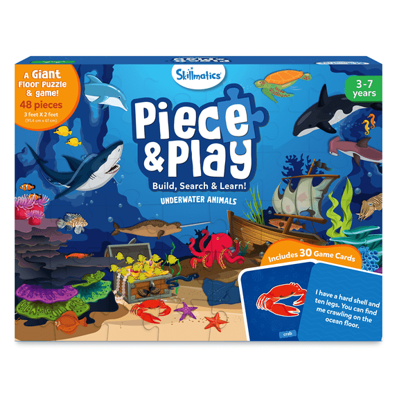 Skillmatics Floor Puzzle & Game - Piece & Play Underwater Animals, Jigsaw & Toddler Puzzles for Kids Ages 3-7