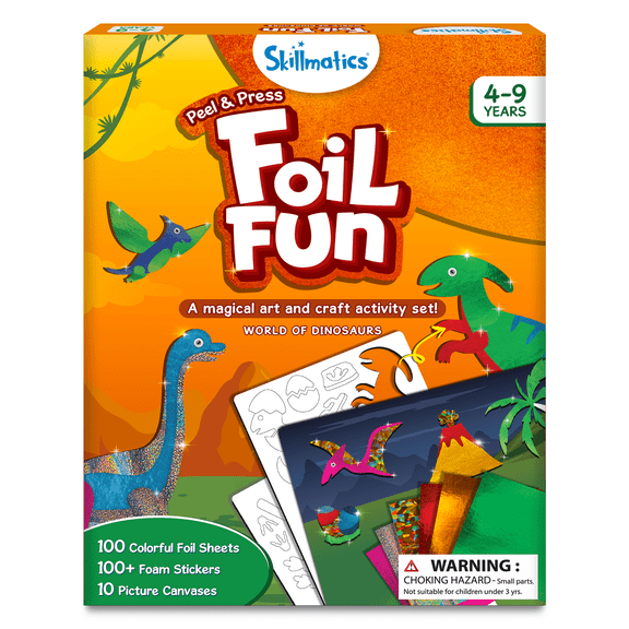 Skillmatics Foil Fun - Dinosaurs, No Mess Art for Kids, Craft Kits & Supplies, DIY Creative Activity, Travel Toys, Gifts for Boys & Girls Ages 4, 5, 6, 7, 8, 9