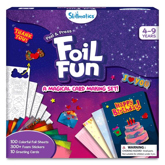 Skillmatics Foil Fun - Card Making Set, No Mess Art for Kids, Craft Kits & Supplies, DIY Creative Activity, Gifts for Girls & Boys Ages 4, 5, 6, 7, 8, 9