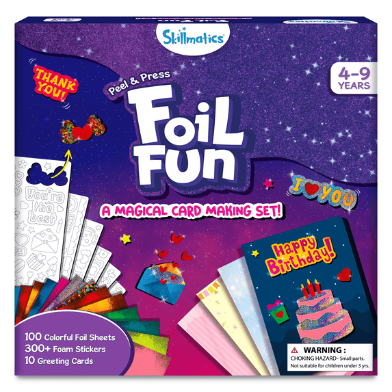 Skillmatics Foil Fun - Card Making Set, No Mess Art for Kids, Craft Kits & Supplies, DIY Creative Activity, Gifts for Girls & Boys Ages 4, 5, 6, 7, 8, 9