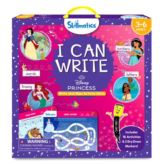 Skillmatics I Can Write Disney Princess - Reusable Preschool Learning Activities, Educational Toy and Game, Back to School Supplies, Gifts for Students, Kids, Toddlers Ages 3, 4, 5, 6