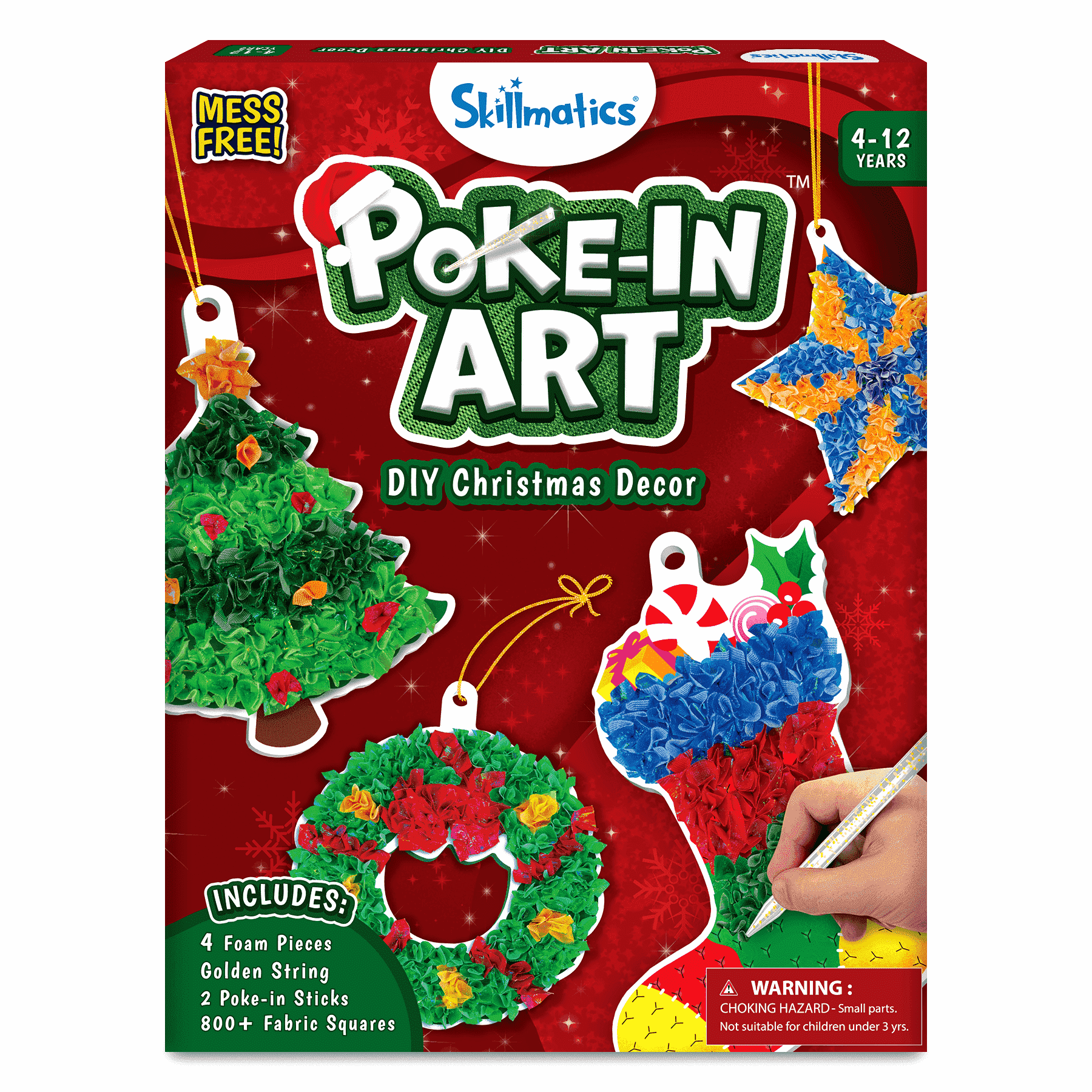 Skillmatics Poke-in Art - Christmas Decor, Mess-Free Art for Kids, DIY Craft Kits, Creative Activity, Gifts for Ages 4, 5, 6, 7, 8, 9, 10, 11, 12